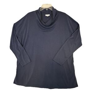 Pure Jill Womens Long Sleeve Cowl Neck Ribbed Tunic Top Size 2XL Blue Pullover